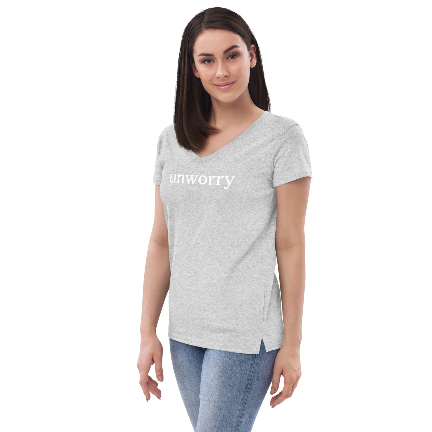 unworry women’s recycled v-neck t-shirt