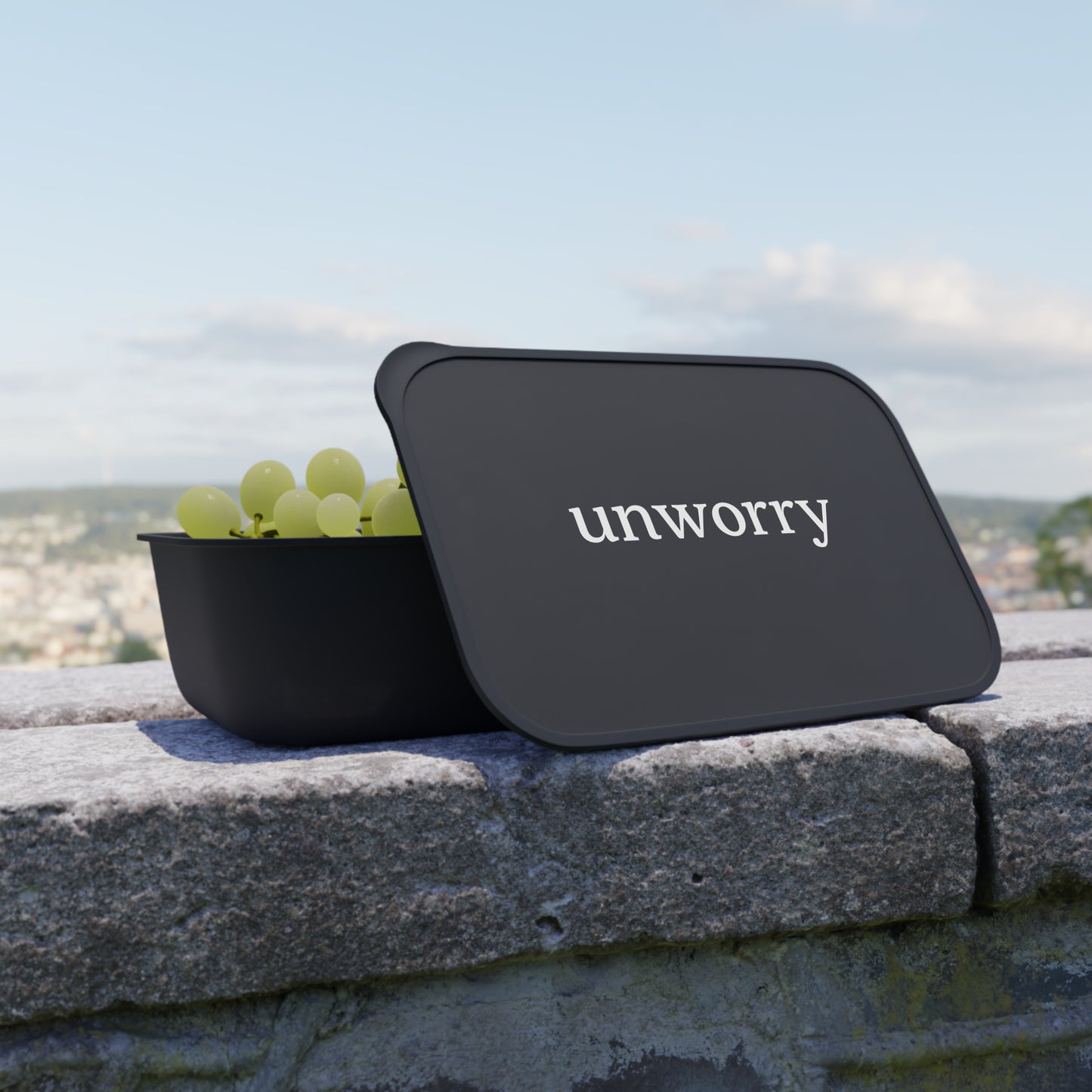 unworry Plant-based sustainable PLA Bento Box with Band and Utensils