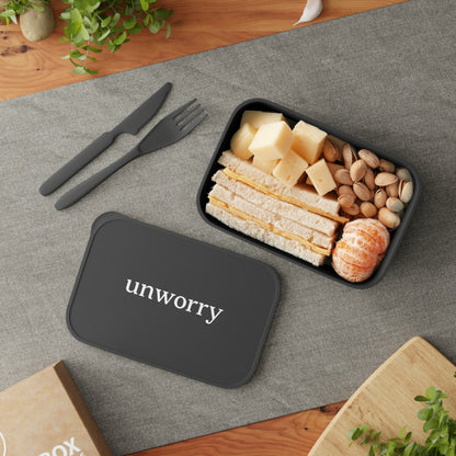 unworry Plant-based sustainable PLA Bento Box with Band and Utensils